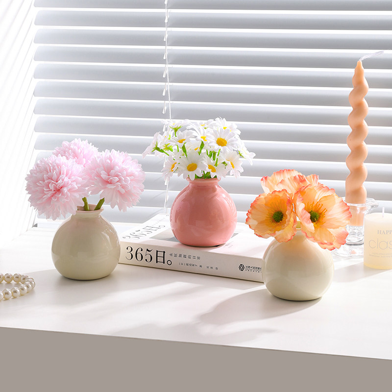 ins风陶瓷花瓶客厅插花桌面玄关家居卧室布置氛围感装饰品小摆件,淘宝优惠券,粉丝福利购,淘宝优惠卷