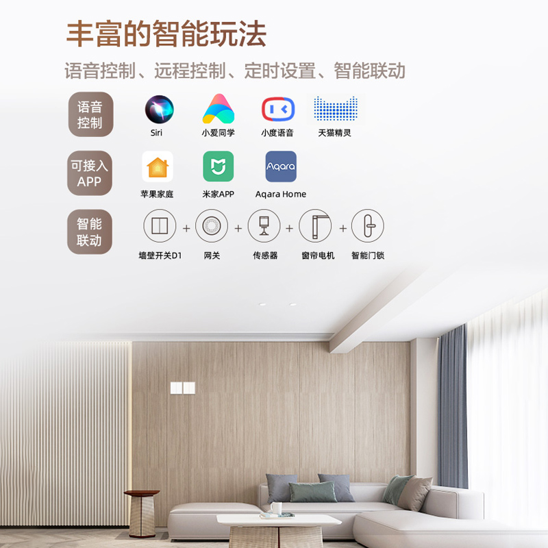 aqara绿米智能开关d1小爱同学米家zigbee全屋语音homekit控制面板 - 图0