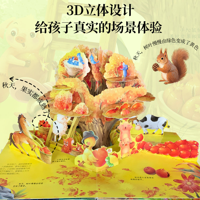 奇妙自然生命立体书 农场里的小鸭子 蚂蚁的秘密 蚂蚁绘本恐龙3d科普百科翻翻机关书籍2-3-4-5-6岁宝宝幼儿童启蒙早教四季认知