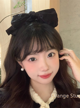 复古黑色小香风丝绒蝴蝶结发夹