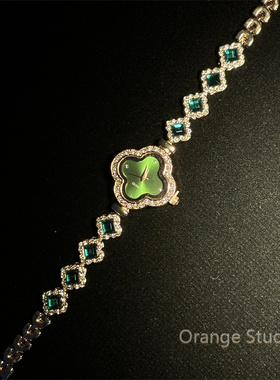 超闪古着感四叶草锆石手链