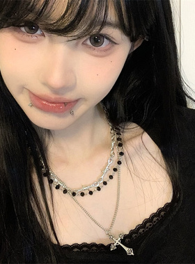 哥特风朋克十字架叠戴项链