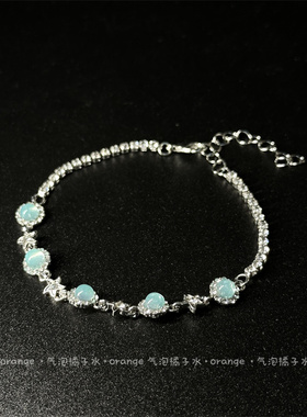 清冷感透亮薄荷蓝手链