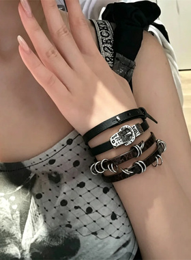 暗黑系朋克皮革choker项圈