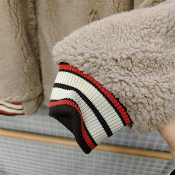 Li Ning Jacket Men's 2023 Winter Anti-Wu BADFIVE Imitation Sheep Velvet Loose Knitted Cotton Clothes AFMT017-2-1