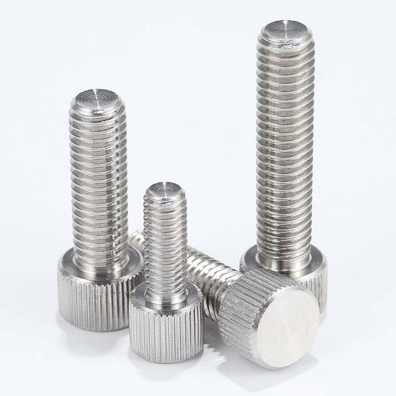 304不锈钢圆形单头螺钉平头滚花手拧螺丝手/扭柄螺栓M2M3M4M5M6M8 - 图2