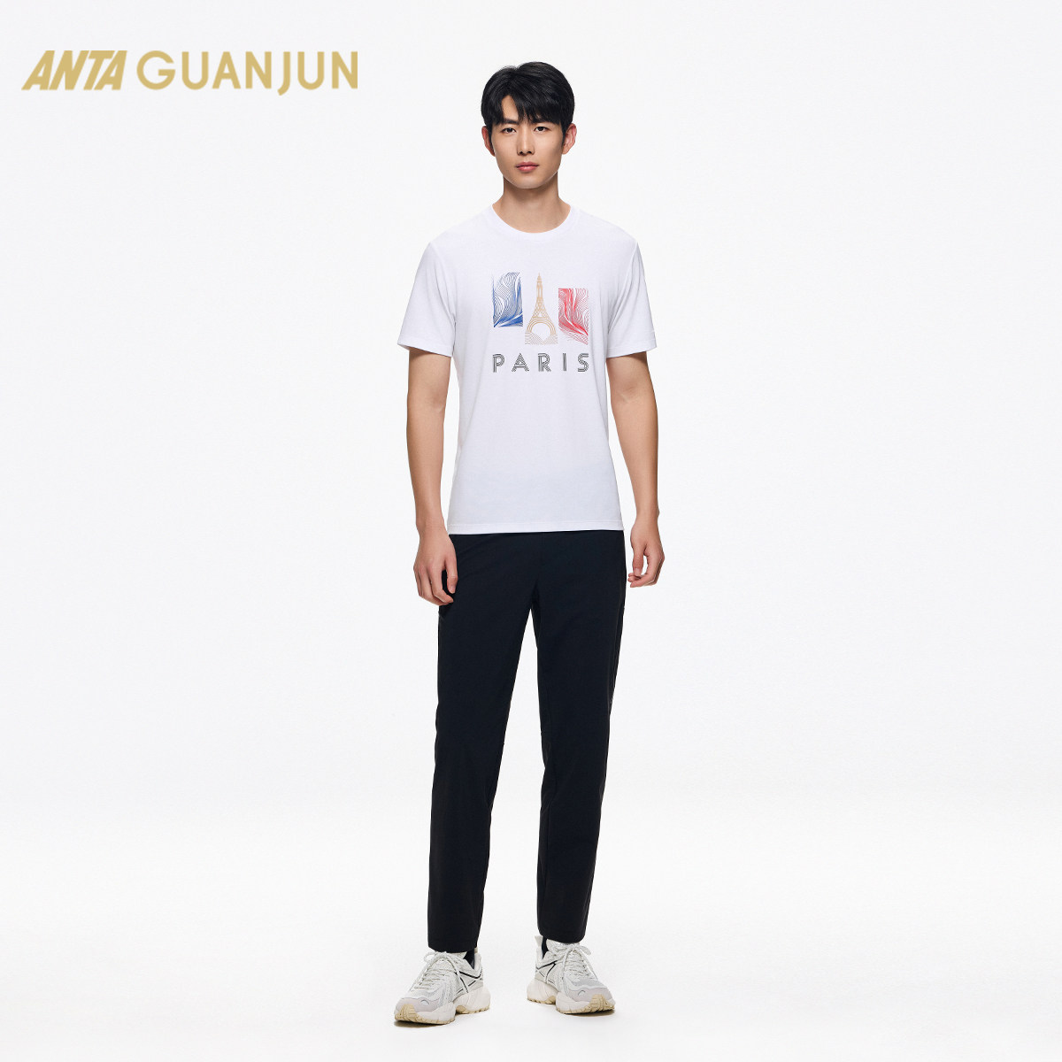 安踏冠军 男女短袖T恤夏季新款巴黎铁塔透气上衣男172430101,淘宝优惠券,粉丝福利购,淘宝优惠卷