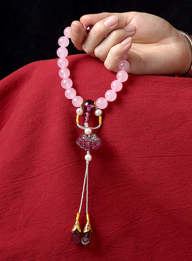 延禧攻略压襟粉玉髓十八子手串