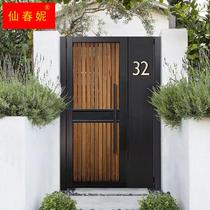 Net red garden door wood grain aluminum alloy grille yard door Villa Courtyard Gate electric door middoor folding door