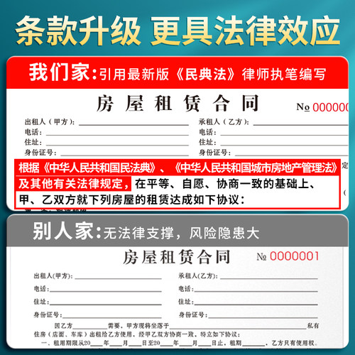 2026年新版租房合约房东版房屋租赁协议出租房合同书收房租单房子住房安全租凭房租收租本中介厂房商铺可定制 - 图2