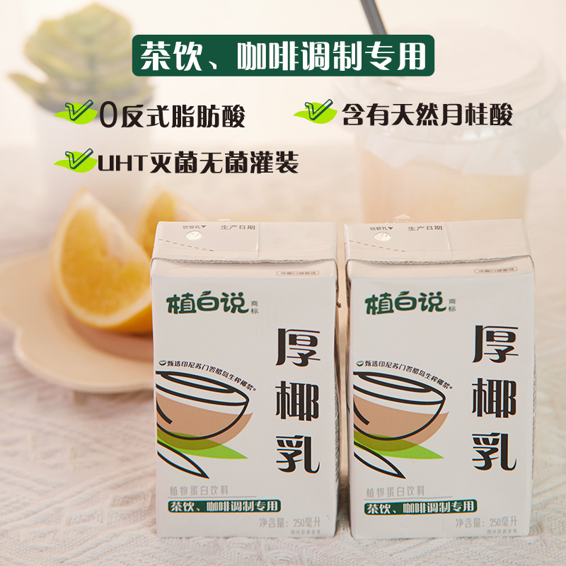 植白说厚椰乳生椰拿铁植物蛋白饮料咖啡调饮专用椰奶250ML - 图0