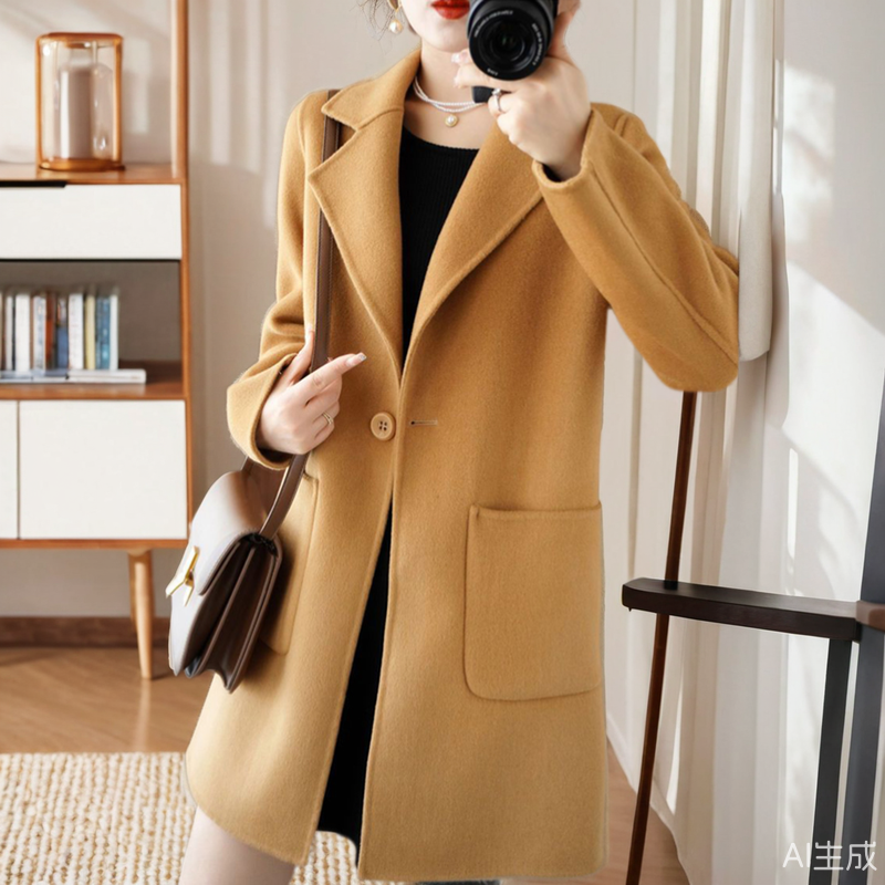 春秋冬季新款双面羊绒大衣女中长款小个子毛呢子工装毛呢外套大码,淘宝优惠券,粉丝福利购,淘宝优惠卷