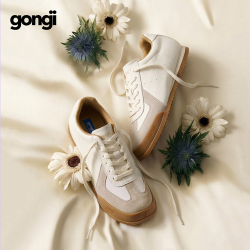 田嘉瑞同款|GONGJI芭蕾德训鞋女方头内增高休闲鞋子运动小白鞋男 - 图3