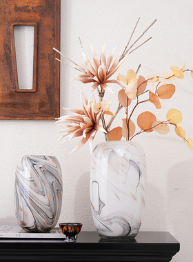 艺术水墨画琉璃花瓶摆件插花花器