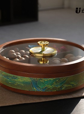 中式实木干果盘四格果盒