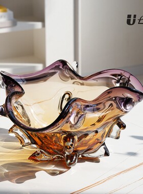 手工琉璃异形水果盘摆件简约