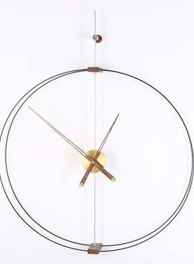 现代创意极简客厅装饰纯铜静音挂钟轻奢黑胡桃木钟表时钟摆件墙钟