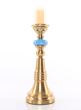 欧式轻奢座钟创意美式客厅烛台摆件玄关家居装饰品静音台钟表摆设