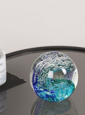 海浪玻璃球摆件现代轻奢