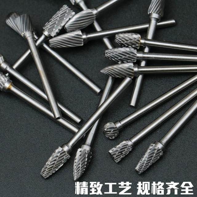 Tungsten steel electric drill bit wood carving root carving grinding head woodworking head electric wood carving tool milling cutter head rotating file