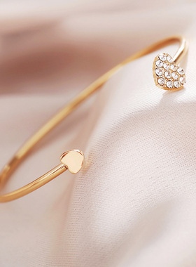 Ladies Open Bracelet Creative Diamond Heart Jewelry跨境手镯