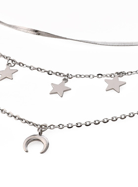 European and American fashion star moon necklace跨境流行项链