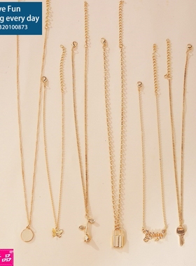 European American Simple Multilayer Necklace 6pcs/set 女项链