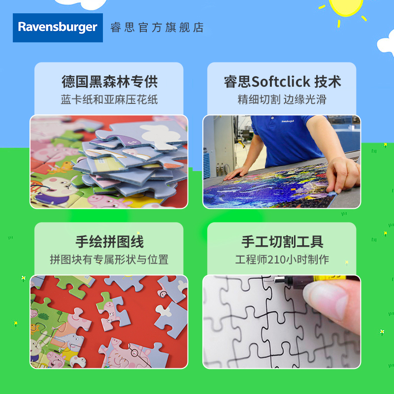 【特惠】睿思Ravensburger小猪佩奇2岁宝宝早教拼图儿童益智玩具