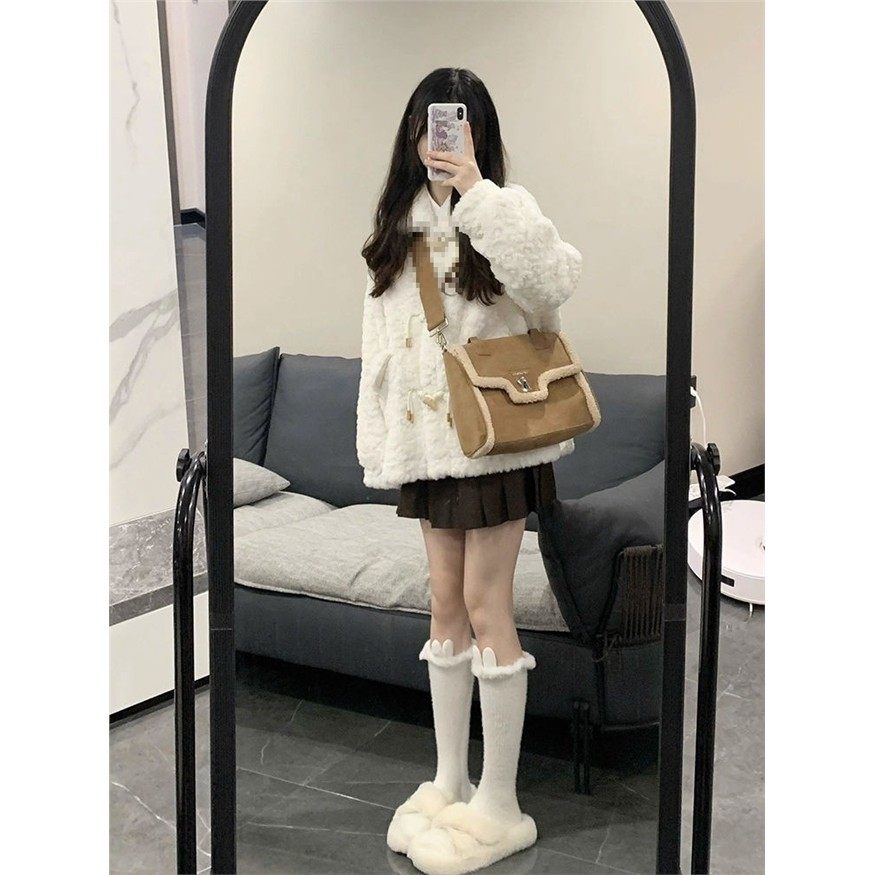冬季羊羔毛外套女加绒加厚小个子学院风仿皮草上衣小香风毛毛外套,淘宝优惠券,粉丝福利购,淘宝优惠卷
