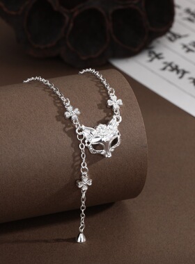 新款国风神秘感仙气流苏狐狸面具项链女小众个性百搭高级感饰品