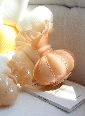 中风用芬顿花瓶古复古南瓜纹手工家法式高档水XLI装培插花玻璃饰