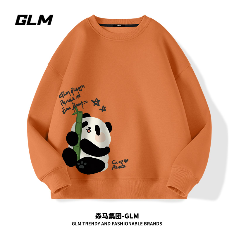 森馬旗下輕商務(wù)潮牌，GLM 秋季ins國(guó)潮熊貓圓領(lǐng)衛(wèi)衣 多色