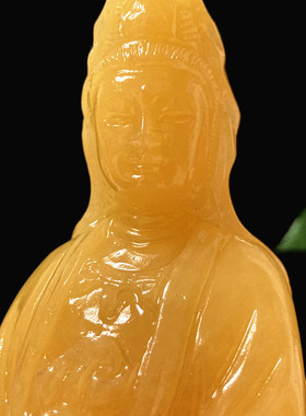 如意天然招财观音菩萨供奉米黄玉