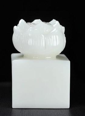 锦玉秀美天然玉石莲花玉玺印章