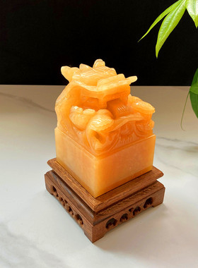 天然玉石印章摆件刻字礼盒办公桌