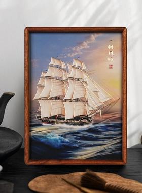 铜艺世家一帆风顺铜雕画桌面摆件