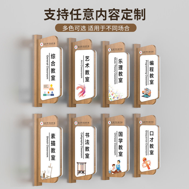 培训机构双面侧挂舞蹈瑜伽声乐钢琴美术书法音乐教室实木门牌学校年级班级牌校长室教师办公室科室牌标牌定制