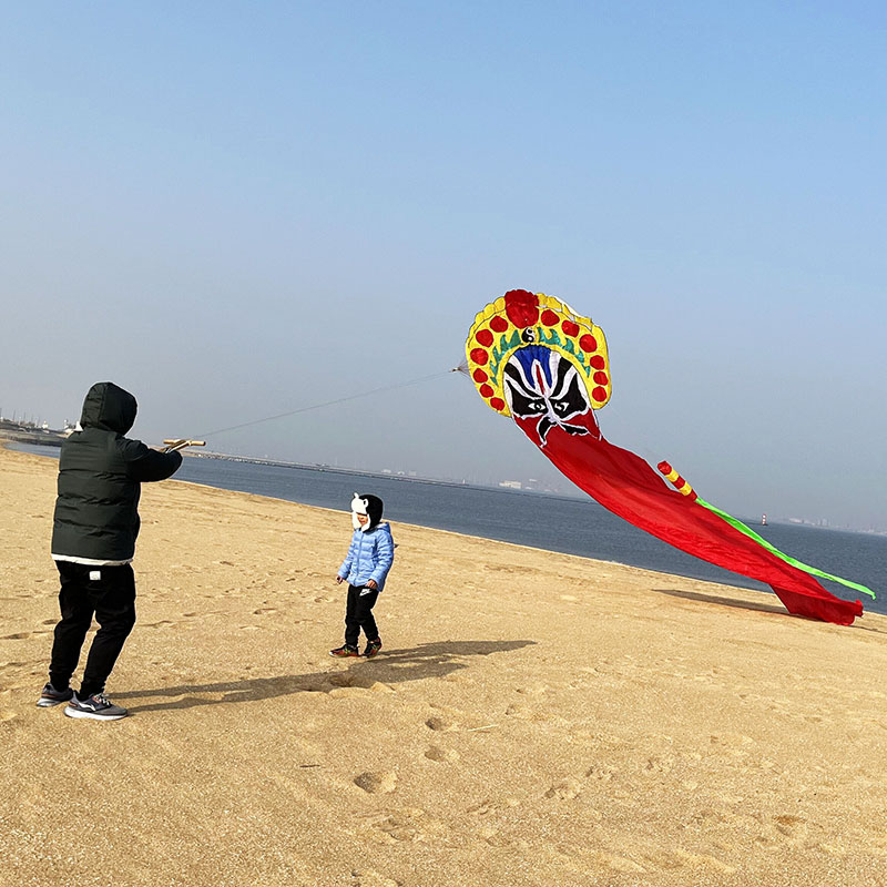 天际漫步者大型软体风筝成人初学者易飞高档无骨架武财神脸谱正品