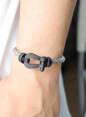 XL加大号黑武士马蹄扣手链钛钢