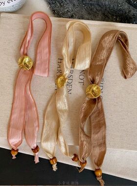 流光溢彩~巨好看绸缎丝巾项链女小众高级感秋冬配饰怕长款毛衣链