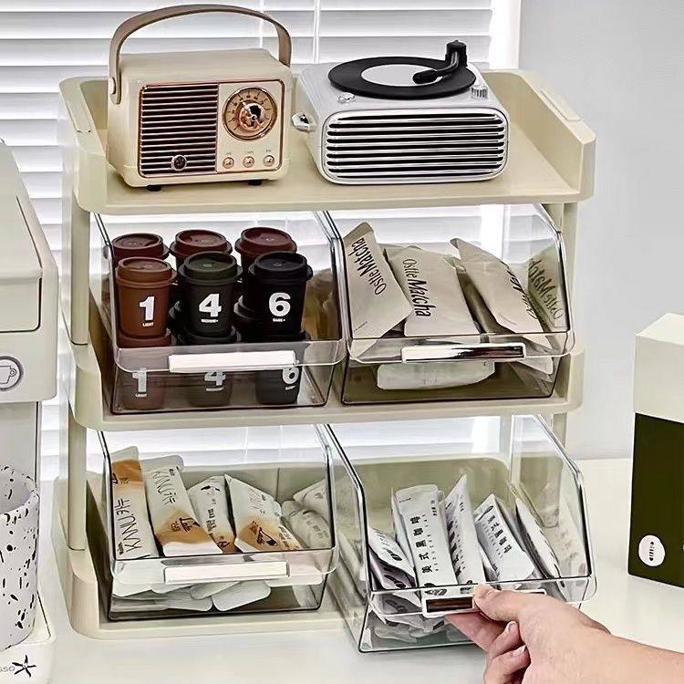 茶包咖啡零食置物架台面多功能杂物多层办公室桌面整理收纳储物架,淘宝优惠券,粉丝福利购,淘宝优惠卷