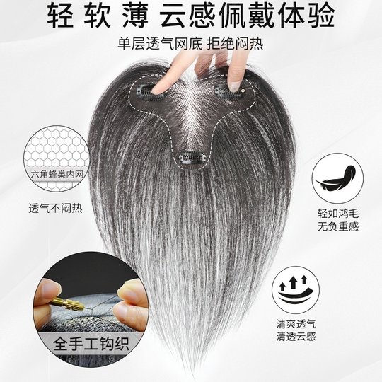 Lanugo hair bangs wig for women with real hair on the top of the head, seamless invisible hair growth, fluffy high skull hairline wig stickers