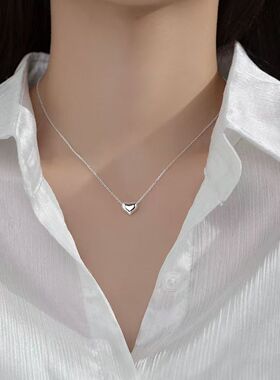 树人贵礼其他家爱心时尚项链足银990礼物闺蜜锁骨链银色简约