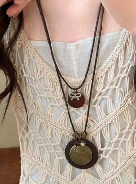 新中式禅意吊坠项链女复古波西米亚长款锁骨链民族风叠戴配饰毛衣