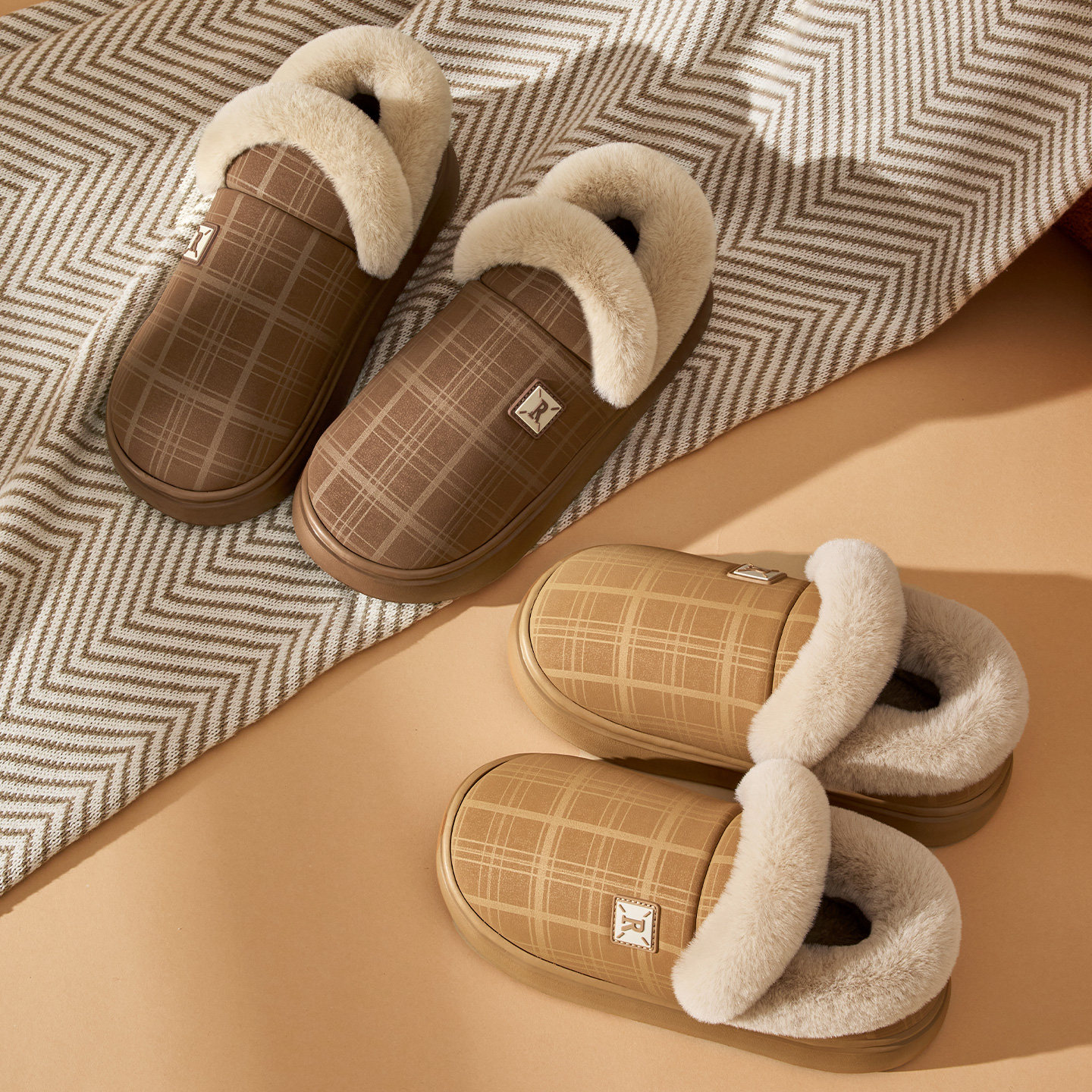 洁丽雅棉拖鞋男士冬季2025家居防滑保暖情抗菌毛绒包跟防水棉鞋女,淘宝优惠券,粉丝福利购,淘宝优惠卷