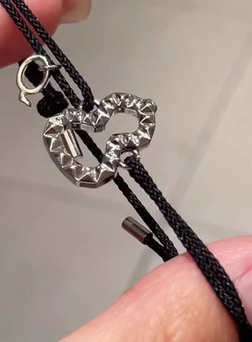 韩系葫芦黑色编绳可抽拉手链款小众设计感手饰 情侣礼物