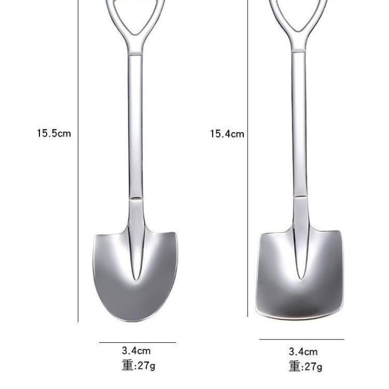 【全网爆款】不锈钢勺子复古创意大号甜品勺挖西瓜勺工兵铲勺调羹-图3