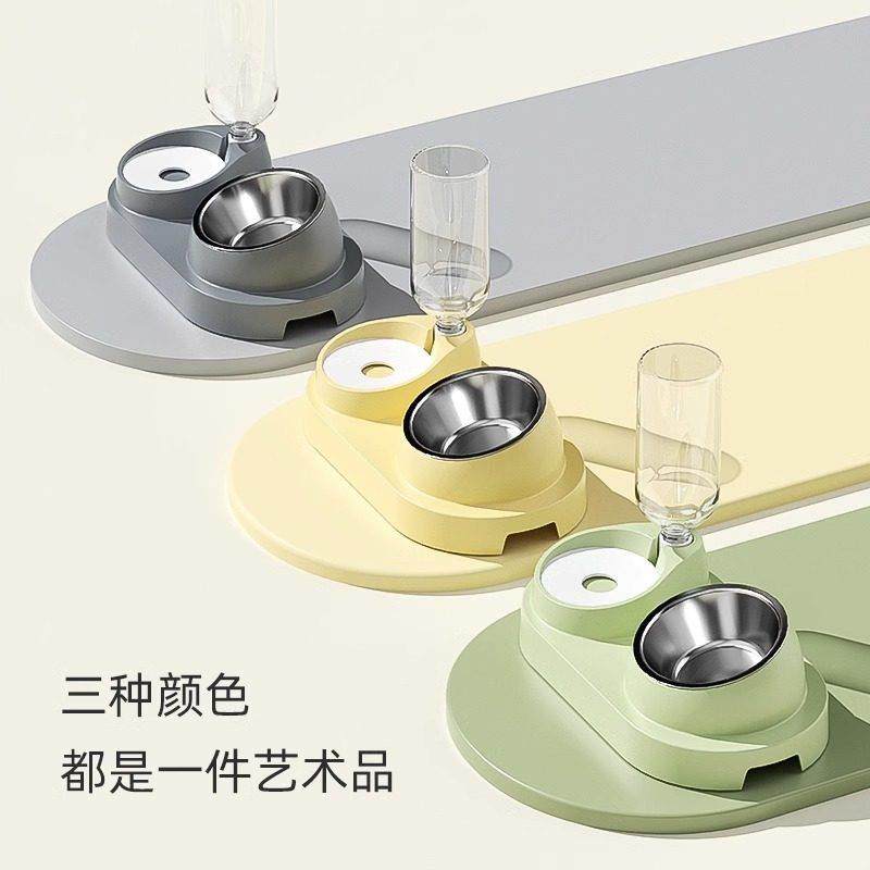 猫碗双碗猫粮食盆狗碗自动饮水斜口饭盆水碗喂食保护颈椎宠物用品,淘宝优惠券,粉丝福利购,淘宝优惠卷