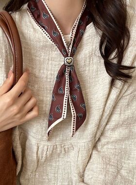 腰果花波点丝巾项链女秋冬2025新款小众独特系脖毛衣链领巾配饰潮