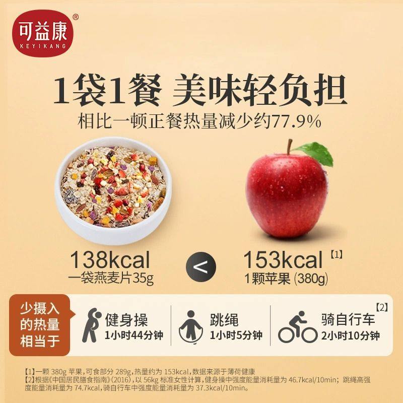 可益康果蔬燕麦片高膳食全谷物营养早餐冲饮速食营养代餐独立包装,淘宝优惠券,粉丝福利购,淘宝优惠卷